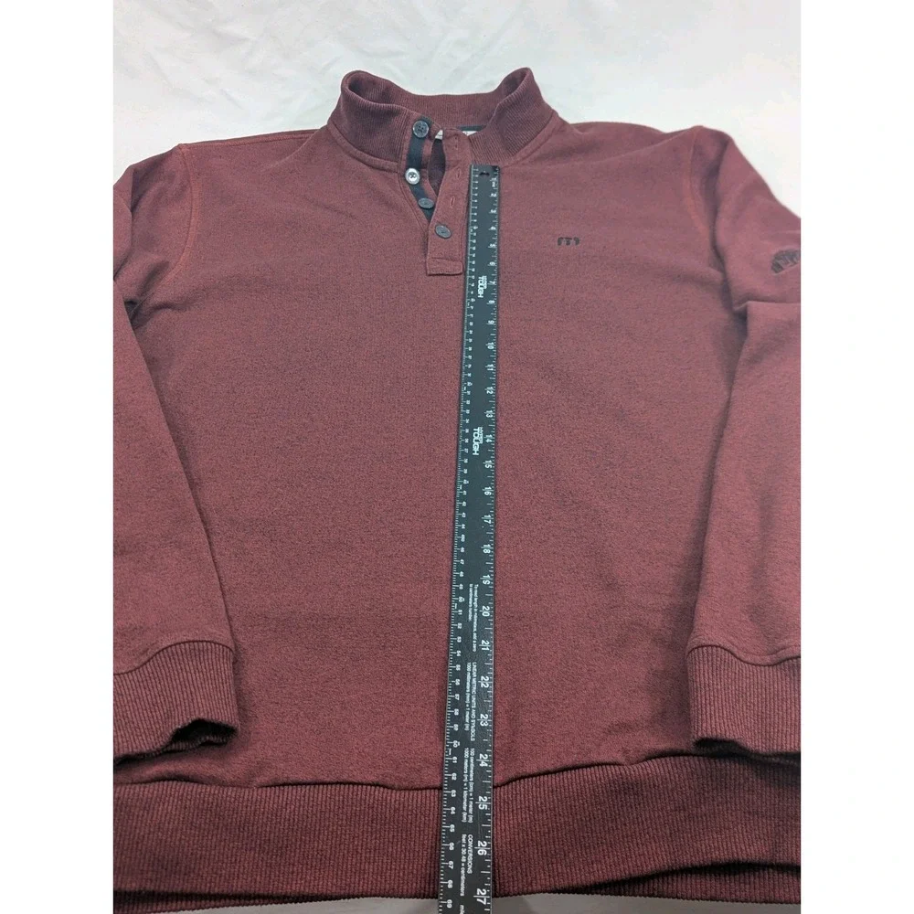 Travis Mathew Sweater Mens 2XL Maroon Heavy Henley Pullover Willow‎ Tree Golf